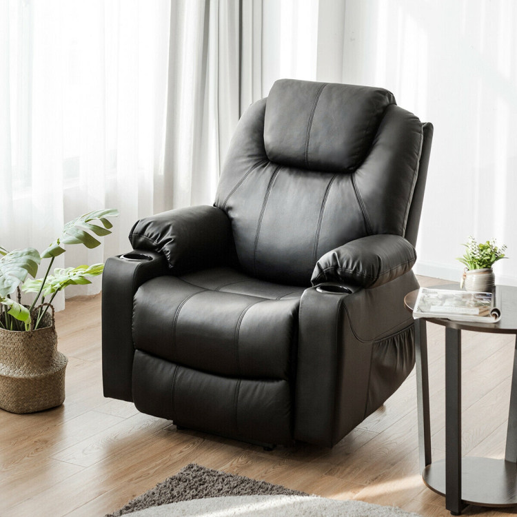 Electric Power Lift Leather Massage Sofa-BlackCostway Gallery View 2 of 11