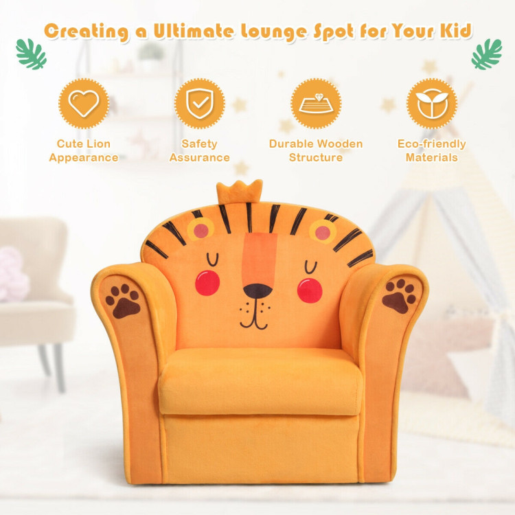 Kids Armrest Lion Upholstered SofaCostway Gallery View 6 of 9