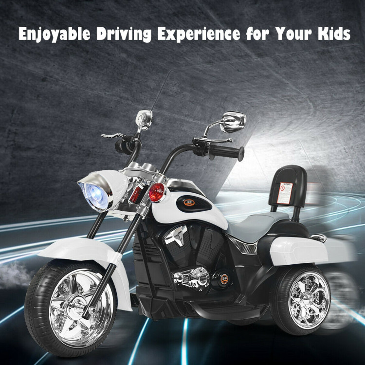 6V 3 Wheel Kids Motorcycle-WhiteCostway Gallery View 3 of 10