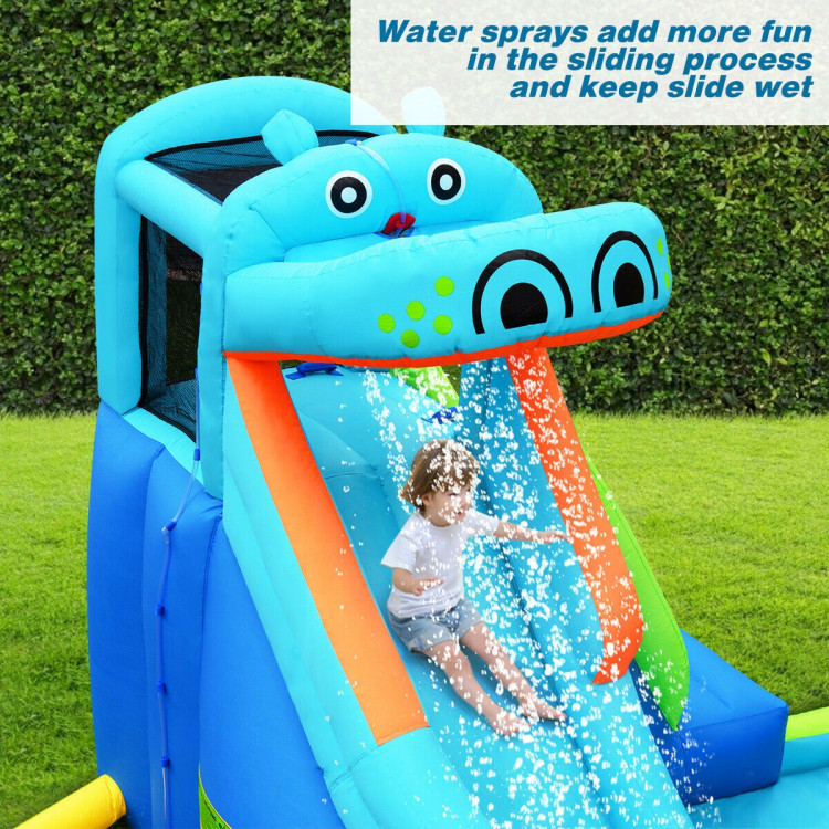 Hippo Inflatable Water Slide Bounce House with Air BlowerCostway Gallery View 8 of 13
