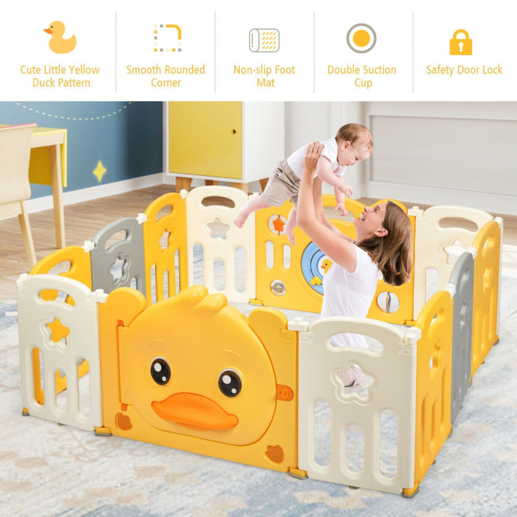 12-Panel Foldable Baby Playpen with SoundCostway Gallery View 4 of 12