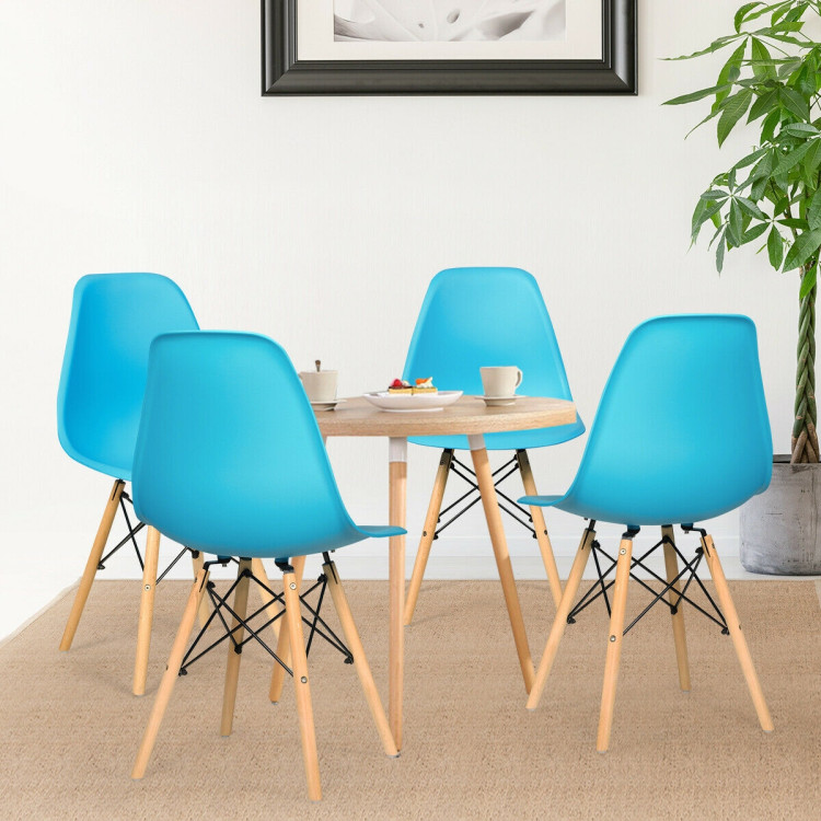 4 Pieces Modern Armless Dining Chair Set with Wood Legs-BlueCostway Gallery View 6 of 12