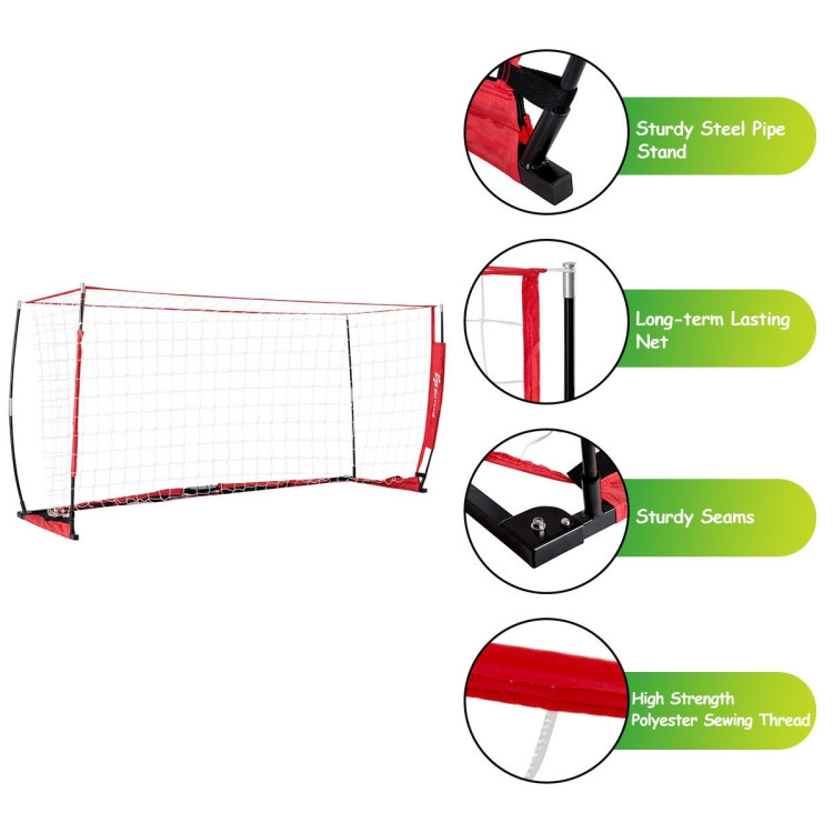 6/8/12 Feet Durable Bow Style Soccer Goal Net with Bag-12' x 6'Costway Gallery View 4 of 16