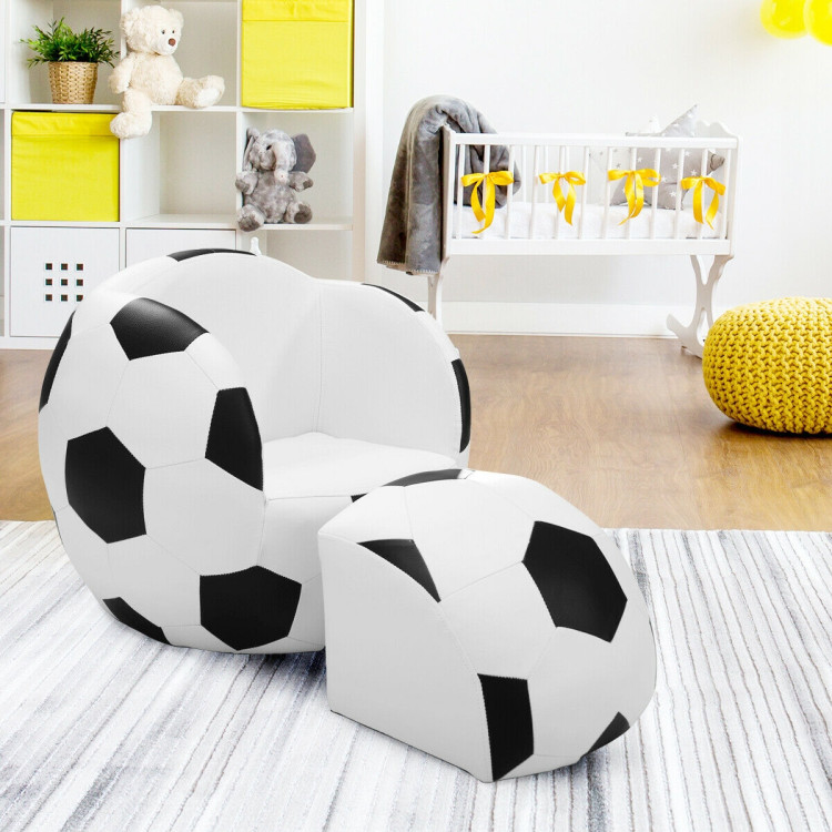 Football Shaped Kids Sofa Couch with OttomanCostway Gallery View 3 of 12