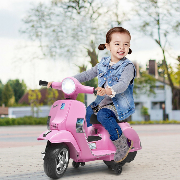 6V Kids Ride On Vespa Scooter Motorcycle for Toddler-PinkCostway Gallery View 2 of 12