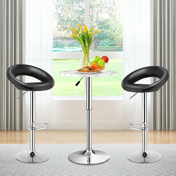 Set of 2 Bar Stools Adjustable PU Leather Swivel Chairs-BlackCostway Gallery View 2 of 11