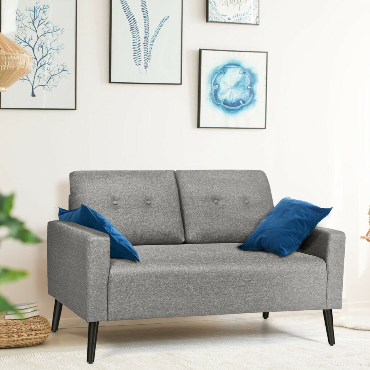55 Inch Modern Loveseat Sofa with Cloth Cushion-GrayCostway Gallery View 6 of 10