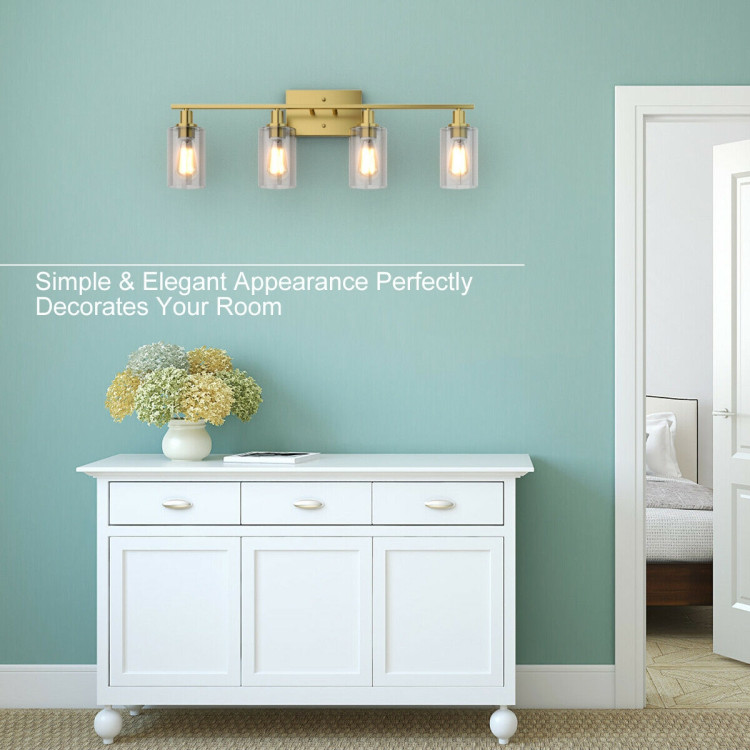 4-Light Wall Sconce with Clear Glass Shade-GoldenCostway Gallery View 3 of 11
