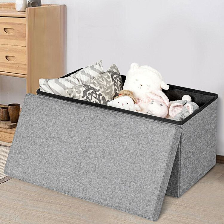 30 Inch Folding Storage Ottoman with Lift Top-Light GrayCostway Gallery View 6 of 12