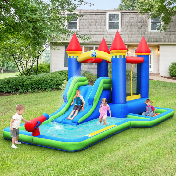 Inflatable Bounce House Castle Water Slide with Climbing WallCostway Gallery View 2 of 12