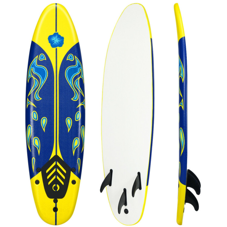 6 Feet Surfboard with 3 Detachable Fins-YellowCostway Gallery View 4 of 11