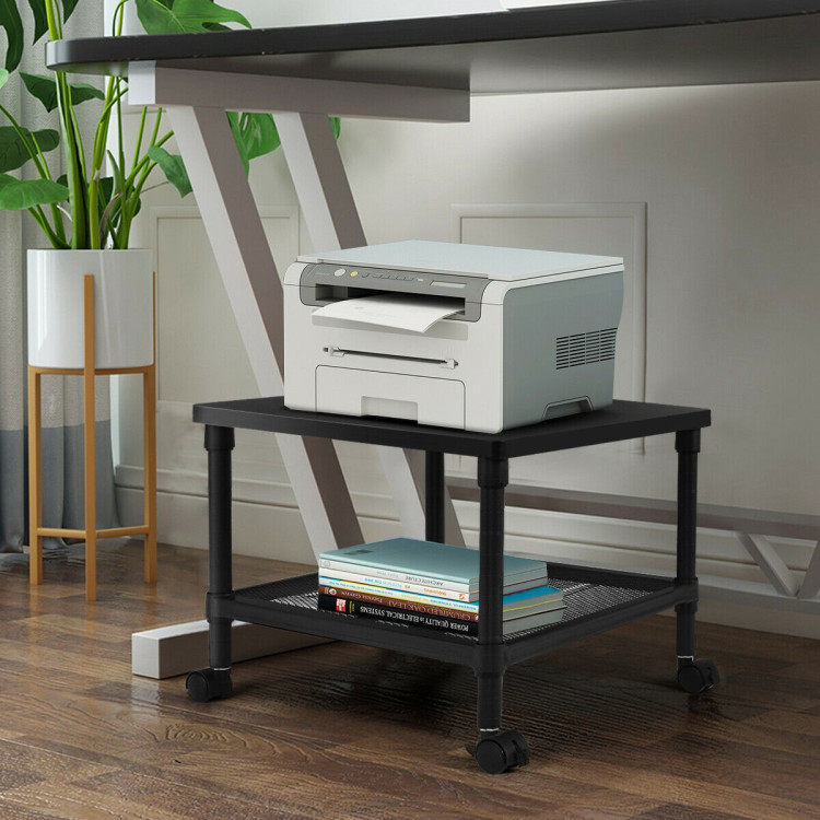 2-Tier Printer Stand with Ample Storage Space and Smooth WheelsCostway Gallery View 3 of 13