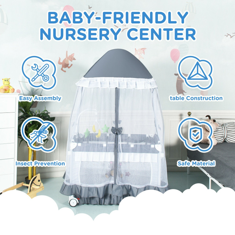Portable Baby Playpen Crib Cradle with Carring Bag-GrayCostway Gallery View 6 of 12