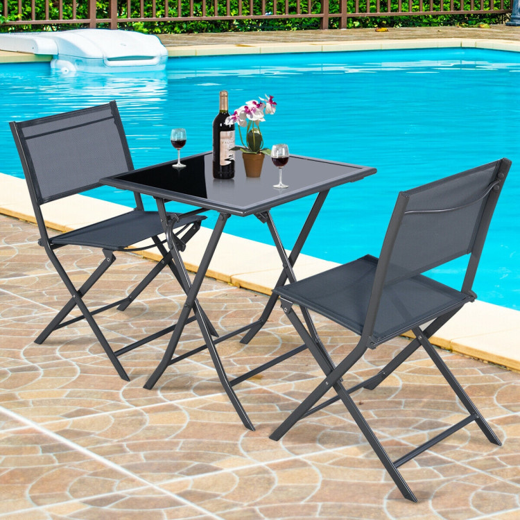 3 Pieces Bistro Set Garden Backyard Table Chairs Furniture SetCostway Gallery View 2 of 11