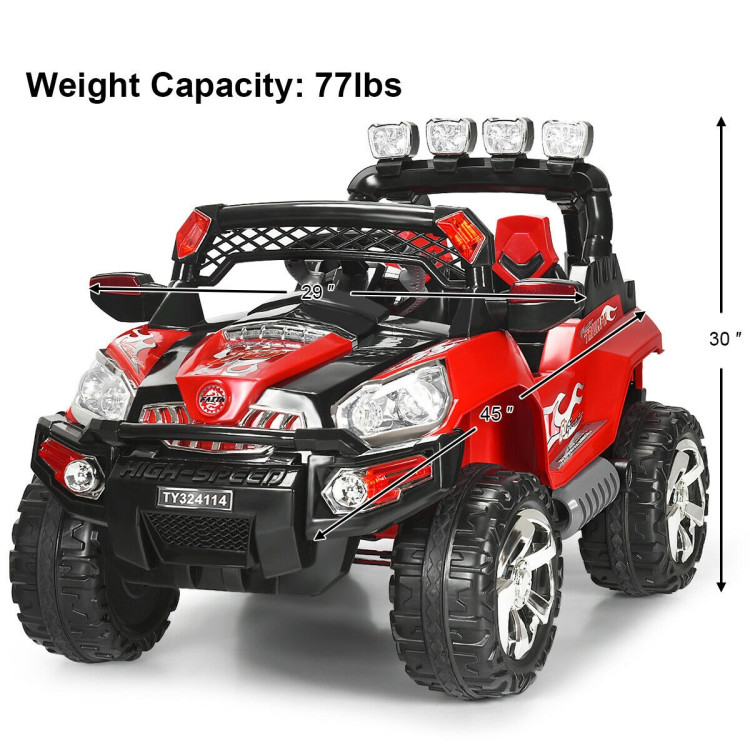 12 V Kids Ride-On SUV Car with Remote Control LED LightsCostway Gallery View 4 of 12