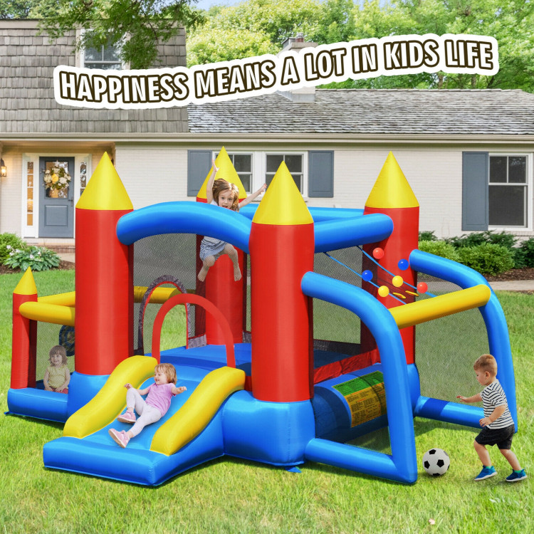 Kid Inflatable Slide Jumping Castle Bounce House with 740w BlowerCostway Gallery View 2 of 12