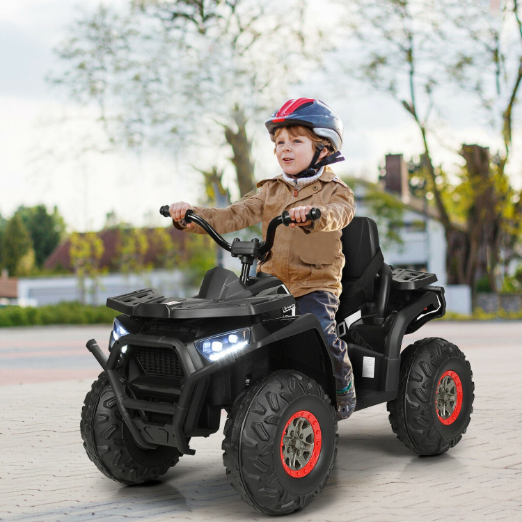 12 V Kids Electric 4-Wheeler ATV Quad with MP3 and LED Lights-BlackCostway Gallery View 2 of 12