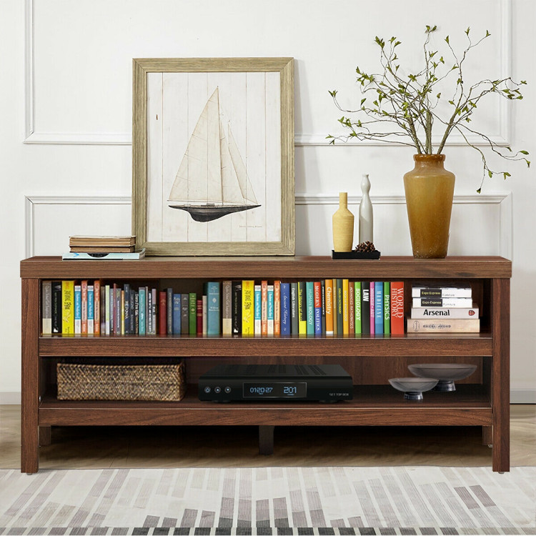 3-Tier TV Stand Console Cabinet for TV's up to 45 Inch with Storage Shelves-WalnutCostway Gallery View 6 of 12
