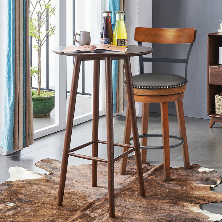 25.5 Inch 360-Degree Bar Swivel Stools with Leather PaddedCostway Gallery View 7 of 10