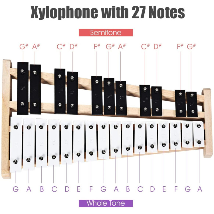 27 Note Glockenspiel Xylophone with 2 Rubber MalletsCostway Gallery View 2 of 8