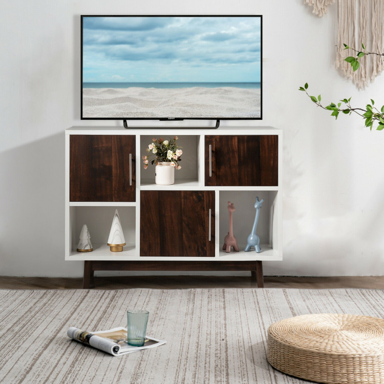 Wood Display Sideboard Storage Cabinet with Storage CompartmentsCostway Gallery View 2 of 12