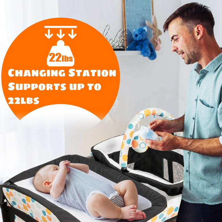 4-in-1 Convertible Portable Baby Playard with Changing Station-BlueCostway Gallery View 4 of 11
