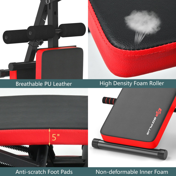 Adjustable Sit Up Bench with LCD Monitor-RedCostway Gallery View 8 of 8