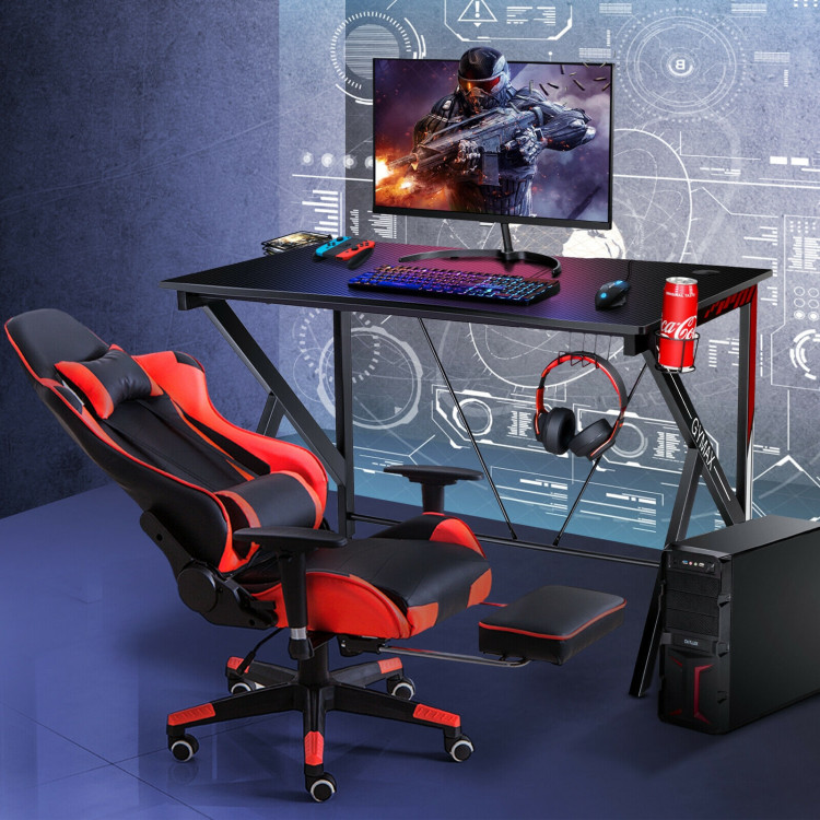 45-Inch K-Shaped Computer Gaming Desk with Cup Headphone Holder and Game StorageCostway Gallery View 3 of 11