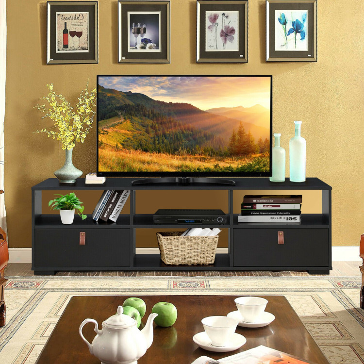 TV Stand Entertainment Media Center Console for TV's up to 60 Inch with Drawers-BlackCostway Gallery View 6 of 12