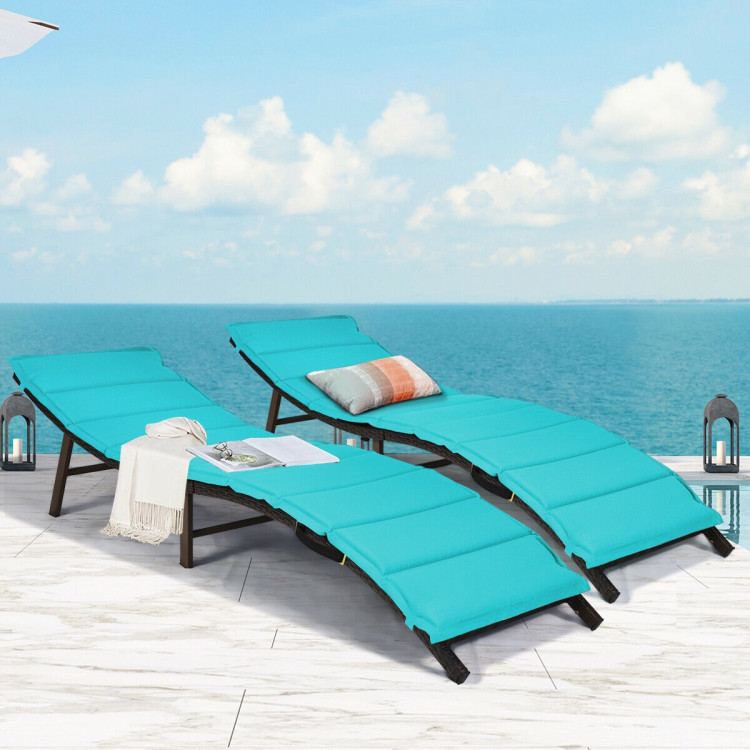 2 Pieces Folding Patio Lounger Chair - Gallery View 2 of 13