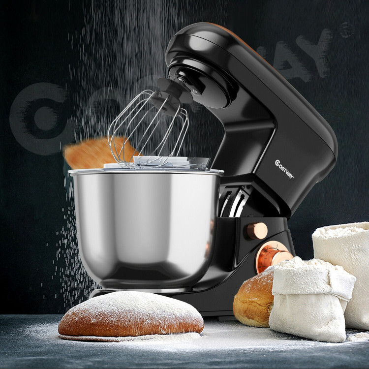 5.3 Qt Stand Kitchen Food Mixer 6 Speed with Dough Hook Beater-BlackCostway Gallery View 3 of 12