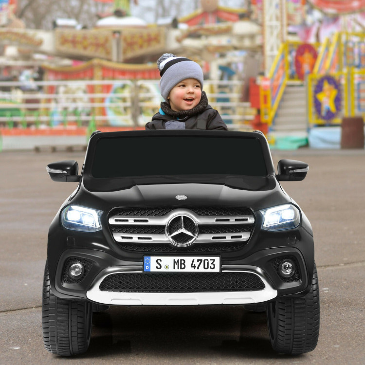 12V 2-Seater Kids Ride On Car Licensed Mercedes Benz X Class RC with Trunk-BlackCostway Gallery View 7 of 13