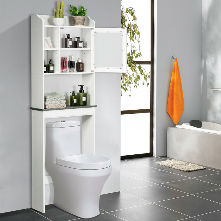 Bathroom Space Saver White Over-the-Toilet CabinetCostway Gallery View 7 of 12