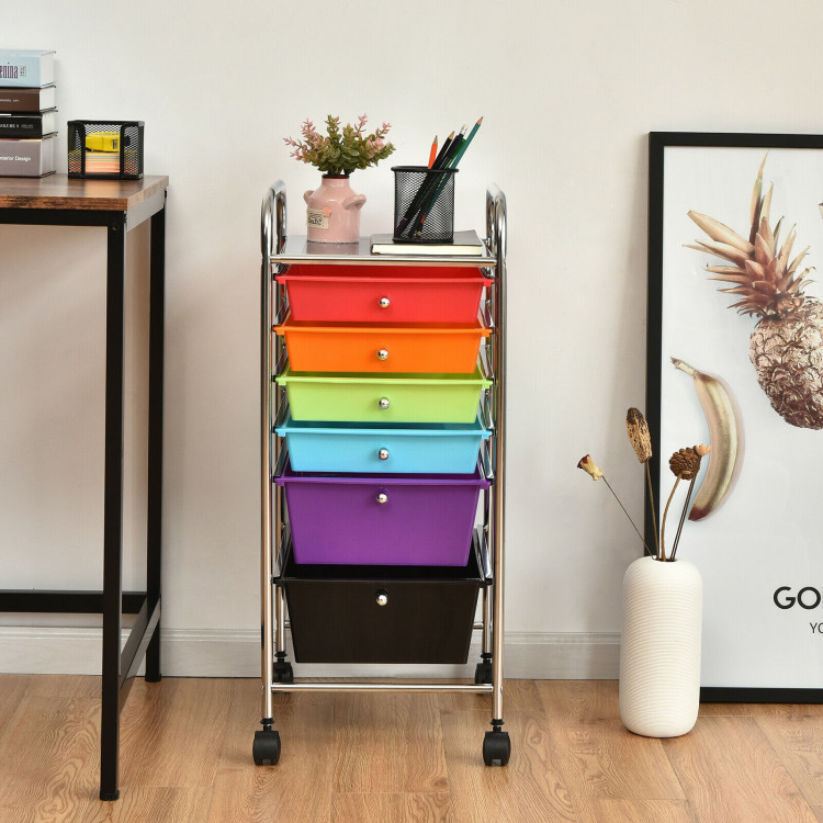 6 Drawers Rolling Storage Cart Organizer-MulticolorCostway Gallery View 7 of 13