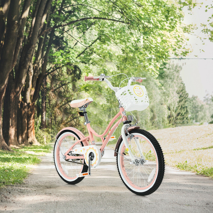 18 Inch Kids Adjustable Bike Toddlers with Training Wheels-PinkCostway Gallery View 6 of 12