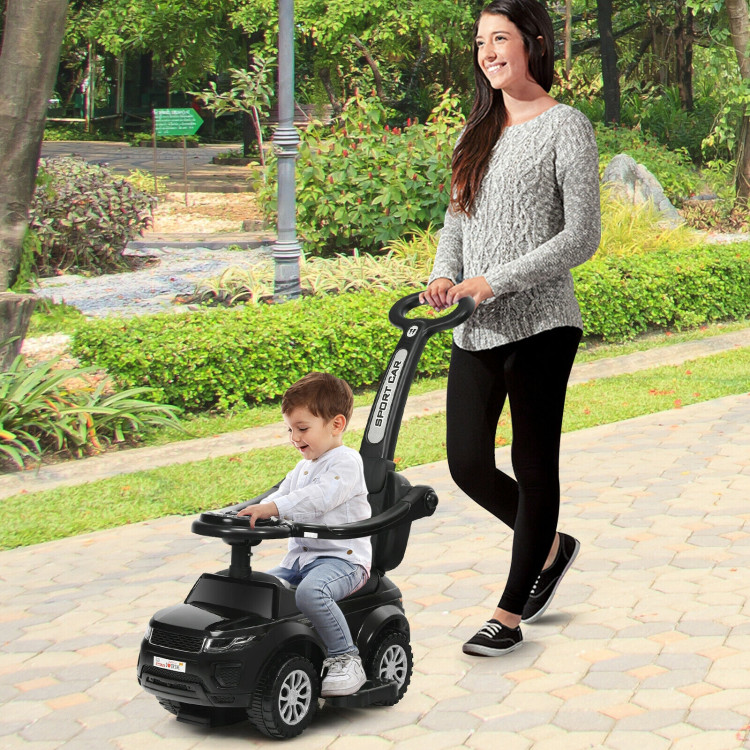 Honey Joy 3 in 1 Ride on Push Car Toddler Stroller Sliding Car with Music-BlackCostway Gallery View 6 of 12