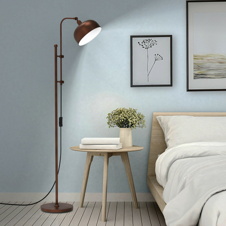 Industrial Floor Standing Pole Lamp with Adjustable Lamp HeadCostway Gallery View 6 of 12