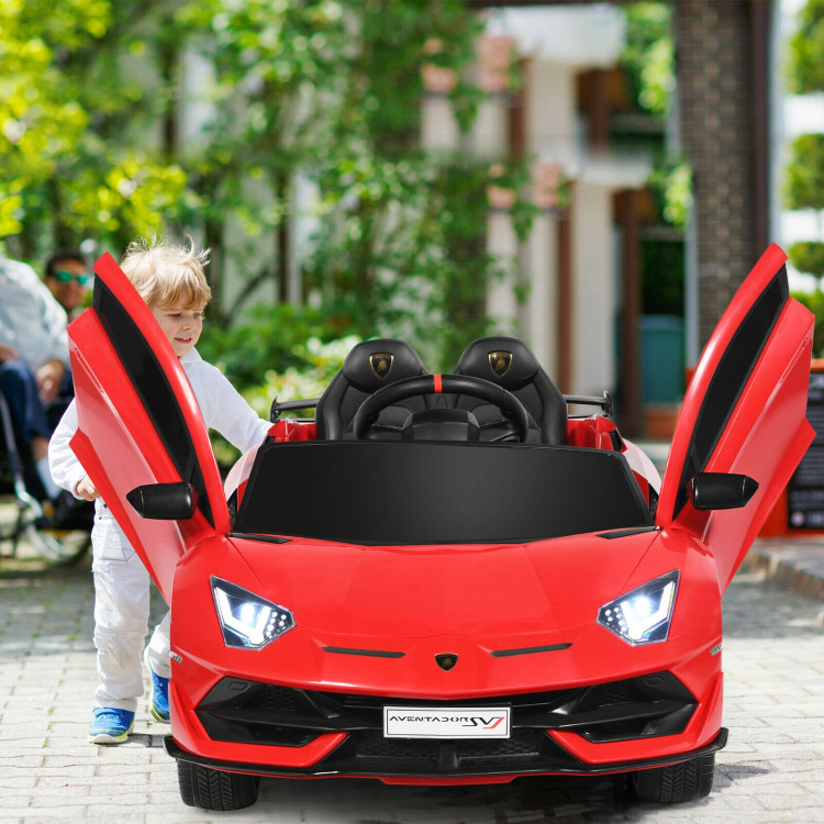 12V Licensed Lamborghini SVJ RC Kids Ride On Car with Trunk and Music-RedCostway Gallery View 1 of 12