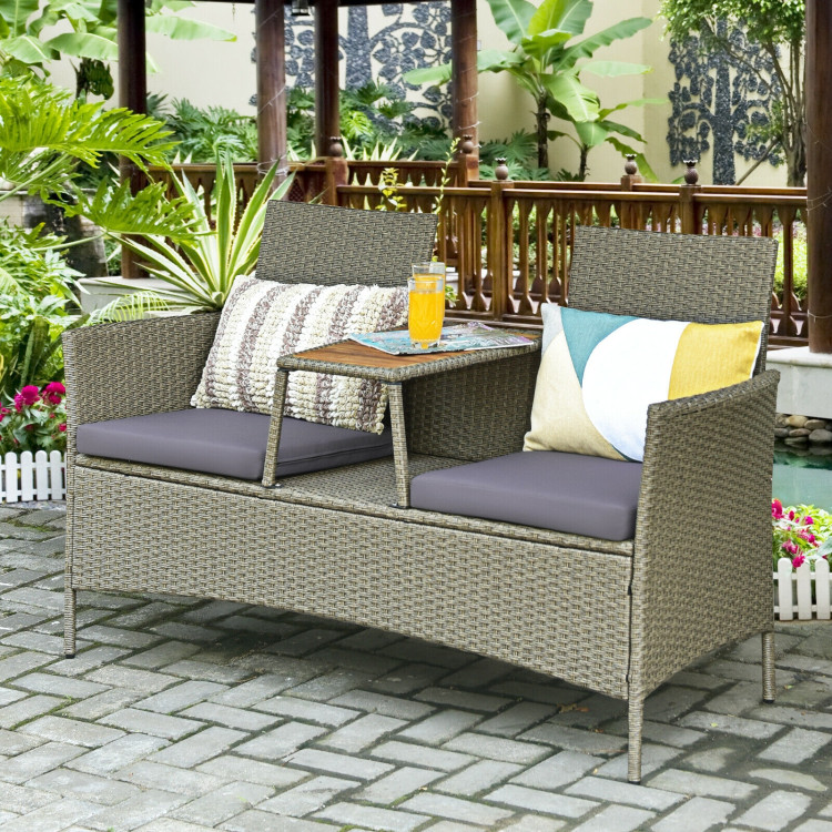 2-Person Patio Rattan Conversation Furniture Set with Coffee TableCostway Gallery View 4 of 12