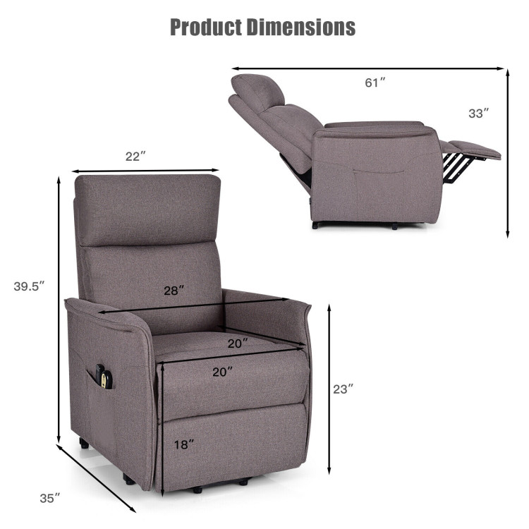 Power Lift Massage Recliner Chair for Elderly with Heavy Padded Cushion-BeigeCostway Gallery View 5 of 12