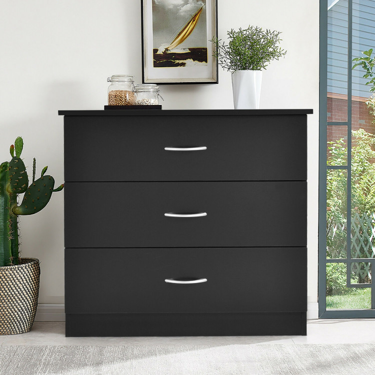 3 Drawer Dresser Chest of Drawer with Wide Storage Space Organiser-BlackCostway Gallery View 1 of 12