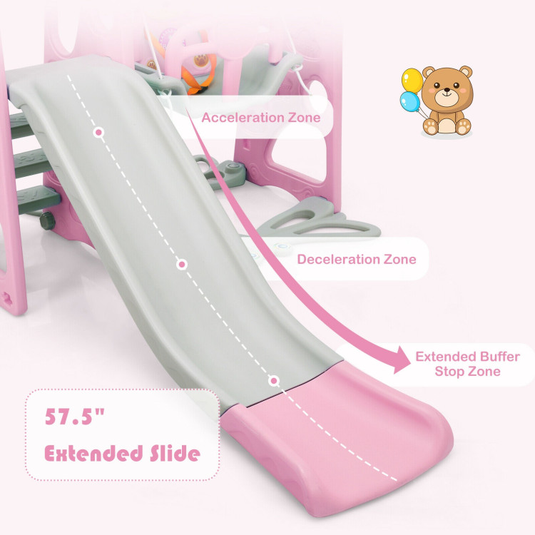 3 in 1 Toddler Climber and Swing Set Slide Playset-PinkCostway Gallery View 11 of 12