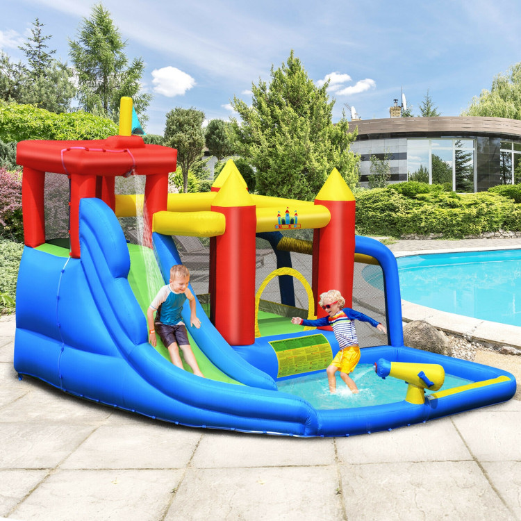 Inflatable Bouncer Bounce House with Water Slide Splash Pool without BlowerCostway Gallery View 7 of 12