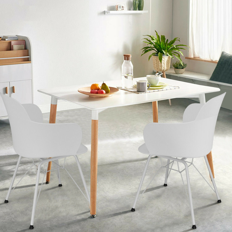 Set of 2 Metal Frame Modern Petal-Shape Plastic Dining Chairs-WhiteCostway Gallery View 6 of 12