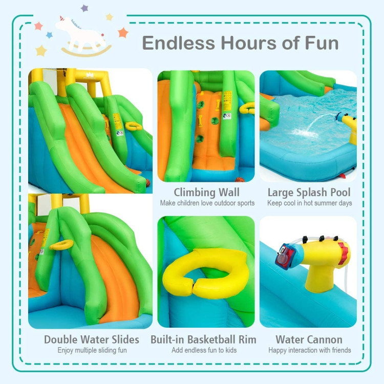Inflatable Water Park Bounce House with Climbing Wall without BlowerCostway Gallery View 9 of 11