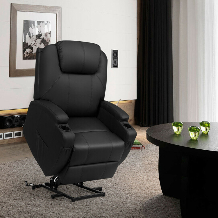 Power Lift Recliner Chair with Massage and Heat for Elderly with Remote Control-BlackCostway Gallery View 6 of 12