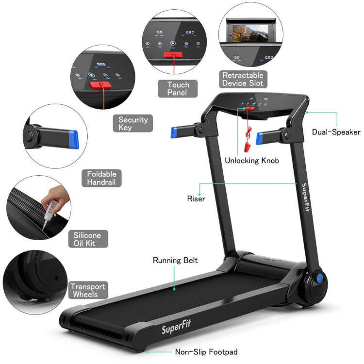 3HP Electric Folding Treadmill with Bluetooth Speaker-BlueCostway Gallery View 12 of 12