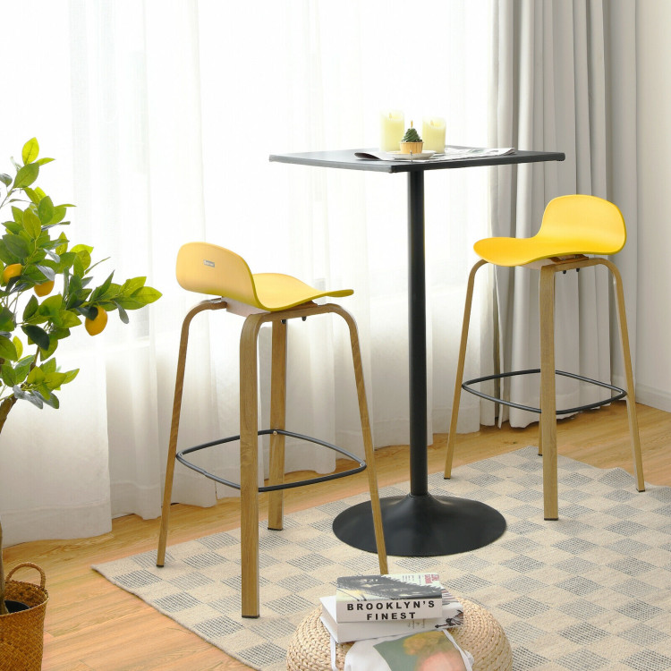 Set of 2 Modern Barstools Pub Chairs with Low Back and Metal Legs-YellowCostway Gallery View 2 of 12