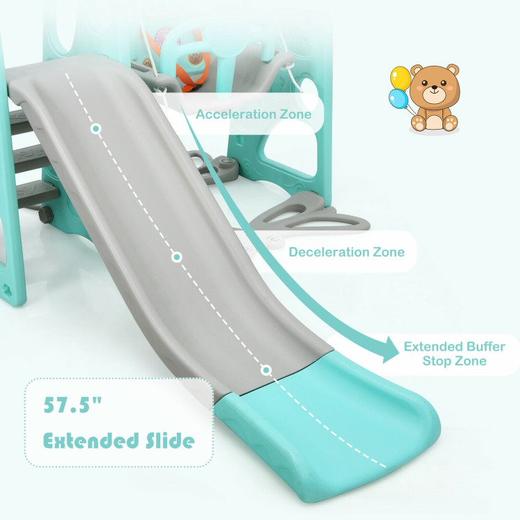 3 in 1 Toddler Climber and Swing Set Slide Playset-GreenCostway Gallery View 12 of 13
