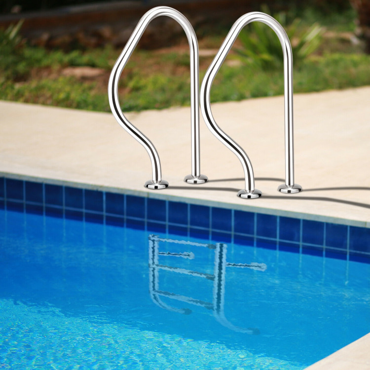 Split Swimming Pool Ladder Stainless Steel 3-Step Ladder and 2 HandrailsCostway Gallery View 6 of 11
